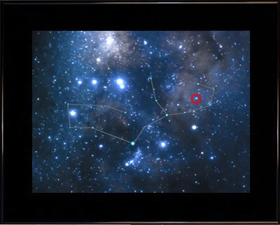 The Photographic Sky Image with the location of the star you name framed in black with rich black suede matting.